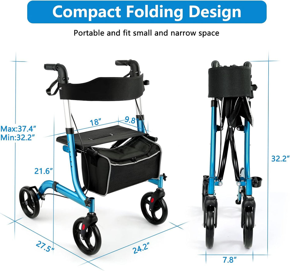 Healconnex Rollator Walkers for Seniors-Folding Rollator Walker with S ...